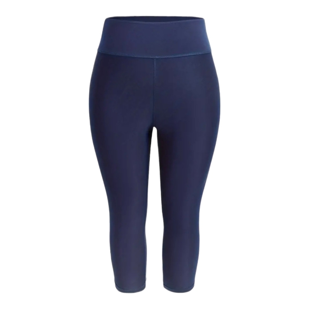 Navy Blue Solid High Waist Active Capri Yoga Pants